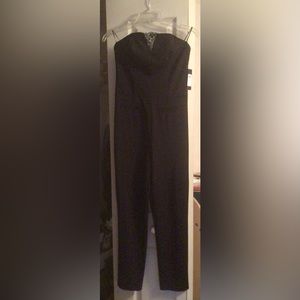 NWT GUESS Jet Black Plunge Neckline Jumpsuit